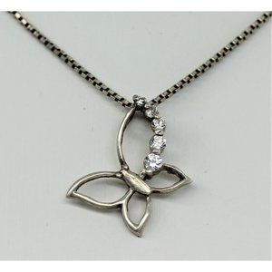 925 STERLING BUTTERFLY CZ pendant/necklace 3.3 grams 16 1/2"